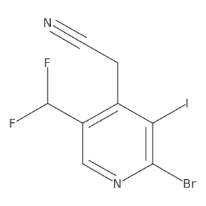 2-(2-Bromo-5-(difluoromethyl)-3-iodopyridin-4-yl)acetonitrile结构式