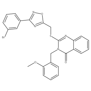 2-(((3-(3-bromophenyl)-1,2,4-oxadiazol-5-yl)methyl)thio)-3-(2-methoxybenzyl)quinazolin-4(3H)-one结构式
