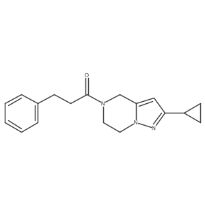 1-(2-cyclopropyl-6,7-dihydropyrazolo[1,5-a]pyrazin-5(4H)-yl)-3-phenylpropan-1-one结构式