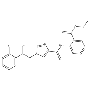 ethyl 2-(1-(2-(2-fluorophenyl)-2-hydroxyethyl)-1H-1,2,3-triazole-4-carboxamido)benzoate结构式