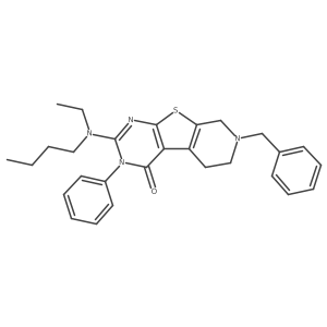 11-Benzyl-5-[butyl(ethyl)amino]-4-phenyl-8-thia-4,6,11-triazatricyclo[7.4.0.0,2,7]trideca-1(9),2(7),5-trien-3-one结构式