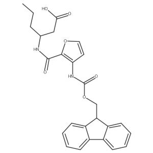 (3S)-3-{[3-({[(9H-fluoren-9-yl)methoxy]carbonyl}amino)furan-2-yl]formamido}hexanoic acid Structure