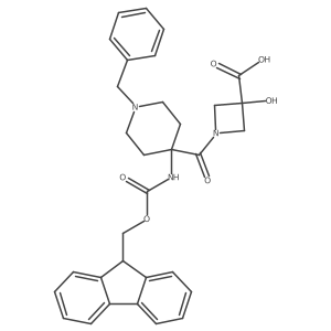 1-[1-benzyl-4-({[(9H-fluoren-9-yl)methoxy]carbonyl}amino)piperidine-4-carbonyl]-3-hydroxyazetidine-3-carboxylic acid结构式