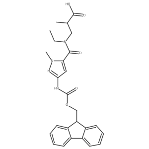 3-{N-ethyl-1-[3-({[(9H-fluoren-9-yl)methoxy]carbonyl}amino)-1-methyl-1H-pyrazol-5-yl]formamido}-2-methylpropanoic acid Structure