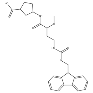 rac-(1R,3S)-3-[4-({[(9H-fluoren-9-yl)methoxy]carbonyl}amino)-2-methoxybutanamido]cyclopentane-1-carboxylic acid Structure