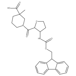 rac-1-[(2R,3S)-3-({[(9H-fluoren-9-yl)methoxy]carbonyl}amino)oxolane-2-carbonyl]-3-methylpiperidine-3-carboxylic acid Structure