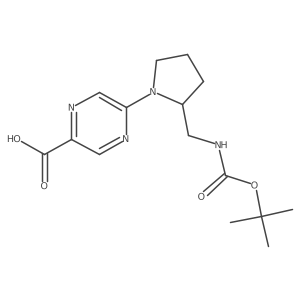 5-[2-[[(2-Methylpropan-2-yl)oxycarbonylamino]methyl]pyrrolidin-1-yl]pyrazine-2-carboxylic acid结构式