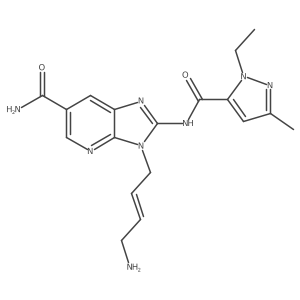 (E)-3-(4-Aminobut-2-en-1-yl)-2-(1-ethyl-3-methyl-1H-pyrazole-5-carboxamido)-3H-imidazo[4,5-b]pyridine-6-carboxamide Structure