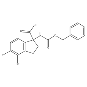 1-{[(benzyloxy)carbonyl]amino}-4-bromo-5-fluoro-2,3-dihydro-1H-indene-1-carboxylic acid结构式