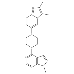 1-{2,3-dimethylimidazo[1,2-b]pyridazin-6-yl}-4-{1-methyl-1H-pyrazolo[3,4-d]pyrimidin-4-yl}piperazine结构式