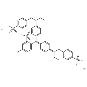 Disodium N-ethyl-N-(4-((4-(ethyl((4-sulfophenyl)methyl)amino)phenyl)(4-hydroxy-2-sulfophenyl)methylene)-2,5-cyclohexadien-1-ylidene)-4-sulfobenzenemethanaminium hydroxide Structure