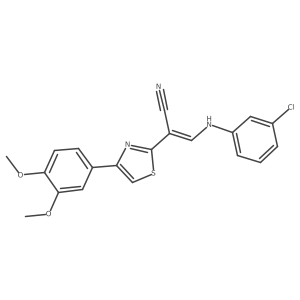 (Z)-3-((3-chlorophenyl)amino)-2-(4-(3,4-dimethoxyphenyl)thiazol-2-yl)acrylonitrile Structure
