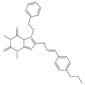 8-[(E)-2-[(4-ethoxyphenyl)methylidene]hydrazin-1-yl]-1,3-dimethyl-7-(2-phenylethyl)-2,3,6,7-tetrahydro-1H-purine-2,6-dione Structure
