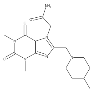 2-[1,3-dimethyl-8-[(4-methylpiperidin-1-yl)methyl]-2,6-dioxo-5H-purin-7-ium-7-yl]acetamide Structure