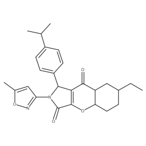 7-ethyl-2-(5-methyl-1,2-oxazol-3-yl)-1-(4-propan-2-ylphenyl)-4a,5,6,7,8,8a-hexahydro-1H-chromeno[2,3-c]pyrrole-3,9-dione结构式