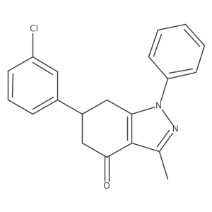 6-(3-chlorophenyl)-3-methyl-1-phenyl-1,5,6,7-tetrahydro-4H-indazol-4-one结构式