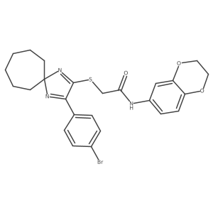 2-{[3-(4-Bromophenyl)-1,4-diazaspiro[4.6]undeca-1,3-dien-2-YL]sulfanyl}-N-(2,3-dihydro-1,4-benzodioxin-6-YL)acetamide Structure