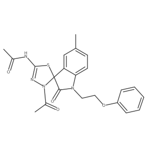 N-[4-acetyl-5'-methyl-2'-oxo-1'-(2-phenoxyethyl)spiro[1,3,4-thiadiazole-5,3'-indole]-2-yl]acetamide结构式