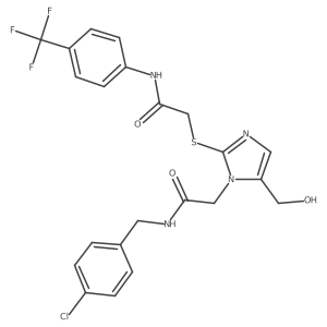 N-(4-chlorobenzyl)-2-(5-(hydroxymethyl)-2-((2-oxo-2-((4-(trifluoromethyl)phenyl)amino)ethyl)thio)-1H-imidazol-1-yl)acetamide Structure
