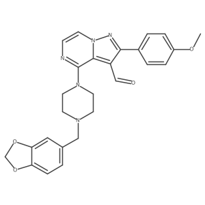4-[4-(1,3-Benzodioxol-5-ylmethyl)piperazin-1-yl]-2-(4-methoxyphenyl)pyrazolo[1,5-a]pyrazine-3-carbaldehyde结构式