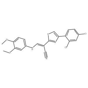 (2E)-2-[4-(2,4-dichlorophenyl)-1,3-thiazol-2-yl]-3-[(3,4-dimethoxyphenyl)amino]prop-2-enenitrile Structure