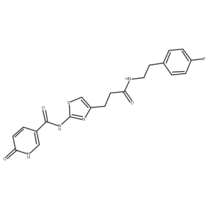 N-(4-(3-((4-fluorophenethyl)amino)-3-oxopropyl)thiazol-2-yl)-6-oxo-1,6-dihydropyridine-3-carboxamide结构式