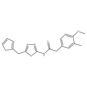 2-(4-methoxy-3-methylphenyl)-N-(5-(thiophen-2-ylmethyl)-1,3,4-oxadiazol-2-yl)acetamide结构式