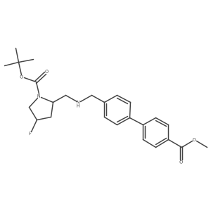 1,1-Dimethylethyl (2S,4R)-4-fluoro-2-[[[[4a(2)-(methoxycarbonyl)[1,1a(2)-biphenyl]-4-yl]methyl]amino]methyl]-1-pyrrolidinecarboxylate Structure