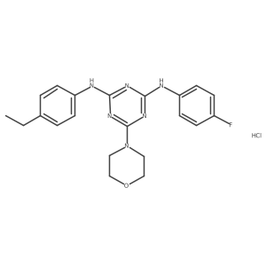 N2-(4-ethylphenyl)-N4-(4-fluorophenyl)-6-morpholino-1,3,5-triazine-2,4-diamine hydrochloride结构式