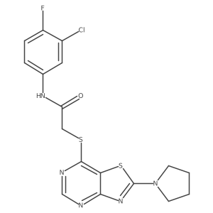 N-(3-chloro-4-fluorophenyl)-2-((2-(pyrrolidin-1-yl)thiazolo[4,5-d]pyrimidin-7-yl)thio)acetamide Structure