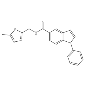 N-((5-methyl-1,3,4-oxadiazol-2-yl)methyl)-1-phenyl-1H-benzo[d]imidazole-5-carboxamide结构式