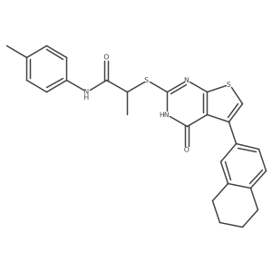 2-[[1,4-Dihydro-4-oxo-5-(5,6,7,8-tetrahydro-2-naphthalenyl)thieno[2,3-d]pyrimidin-2-yl]thio]-N-(4-methylphenyl)propanamide结构式