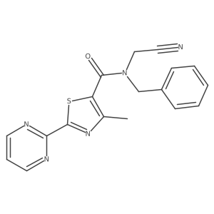N-benzyl-N-(cyanomethyl)-4-methyl-2-(pyrimidin-2-yl)-1,3-thiazole-5-carboxamide Structure