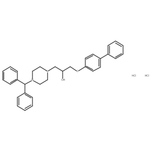 1-([1,1'-Biphenyl]-4-yloxy)-3-(4-benzhydrylpiperazin-1-yl)propan-2-ol dihydrochloride结构式