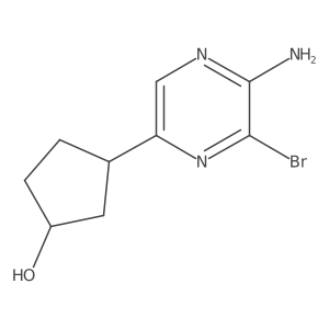 Rel-(1R,3S)-3-(5-amino-6-bromopyrazin-2-yl)cyclopentan-1-ol结构式