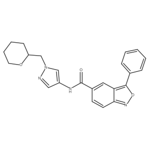 3-phenyl-N-(1-((tetrahydro-2H-pyran-2-yl)methyl)-1H-pyrazol-4-yl)benzo[c]isoxazole-5-carboxamide结构式