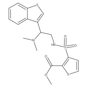 methyl 3-(N-(2-(benzo[b]thiophen-3-yl)-2-(dimethylamino)ethyl)sulfamoyl)thiophene-2-carboxylate Structure