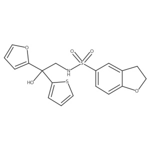 N-(2-(furan-2-yl)-2-hydroxy-2-(thiophen-2-yl)ethyl)-2,3-dihydrobenzofuran-5-sulfonamide结构式