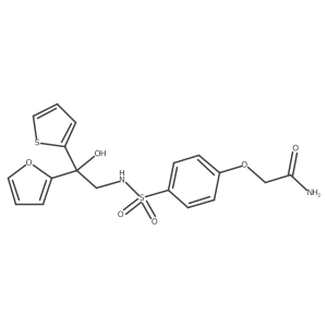 2-(4-(N-(2-(furan-2-yl)-2-hydroxy-2-(thiophen-2-yl)ethyl)sulfamoyl)phenoxy)acetamide结构式