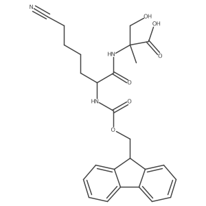 2-[6-cyano-2-({[(9H-fluoren-9-yl)methoxy]carbonyl}amino)hexanamido]-3-hydroxy-2-methylpropanoic acid结构式