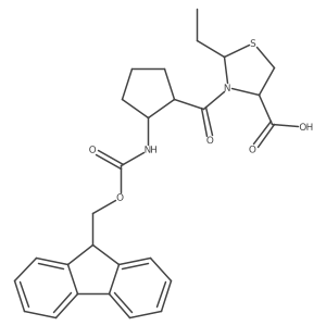 2-ethyl-3-[2-({[(9H-fluoren-9-yl)methoxy]carbonyl}amino)cyclopentanecarbonyl]-1,3-thiazolidine-4-carboxylic acid结构式