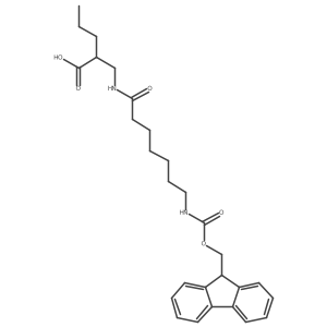 2-{[7-({[(9H-fluoren-9-yl)methoxy]carbonyl}amino)heptanamido]methyl}pentanoic acid Structure