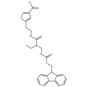 2-(2-{2-[({[(9H-fluoren-9-yl)methoxy]carbonyl}amino)methyl]butanamido}ethyl)-1,3-thiazole-4-carboxylic acid Structure