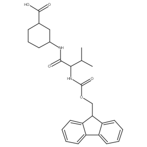 (1RS,3RS)-3-[(2R)-2-({[(9H-fluoren-9-yl)methoxy]carbonyl}amino)-3-methylbutanamido]cyclohexane-1-carboxylic acid Structure
