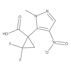 2,2-difluoro-1-(1-methyl-4-nitro-1H-pyrazol-5-yl)cyclopropane-1-carboxylic acid结构式