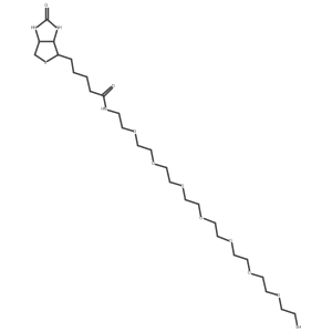 N-(23-Mercapto-3,6,9,12,15,18,21-heptaoxatricosyl)-5-(2-oxohexahydro-1H-thieno[3,4-d]imidazol-4-yl)pentanamide Structure