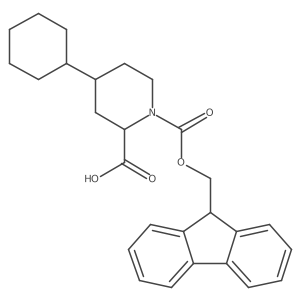 rac-(2R,4S)-4-cyclohexyl-1-{[(9H-fluoren-9-yl)methoxy]carbonyl}piperidine-2-carboxylic acid结构式