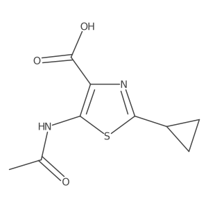 2-Cyclopropyl-5-acetamido-1,3-thiazole-4-carboxylic acid结构式