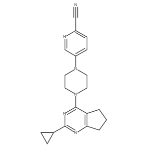 5-(4-{2-cyclopropyl-5H,6H,7H-cyclopenta[d]pyrimidin-4-yl}piperazin-1-yl)pyridine-2-carbonitrile结构式