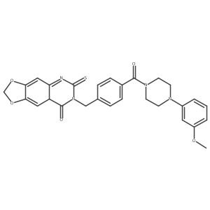 7-({4-[4-(3-methoxyphenyl)piperazine-1-carbonyl]phenyl}methyl)-6-sulfanylidene-2H,5H,6H,7H,8H-[1,3]dioxolo[4,5-g]quinazolin-8-one结构式
